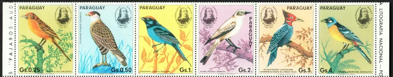 

6 шт., штампы для парагвайской почты, 1985, штампы для птиц, настоящий оригинал, коллекция штампов, MNH