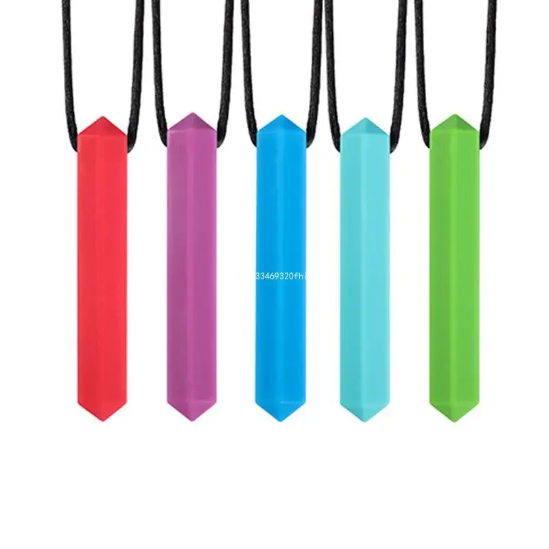 forgreafa chew Necklaces for Sensory Kids 5 PcS Silicone chewable Necklaces  for Kids or Adults That Like Biting or Have Autism-Perfectly T