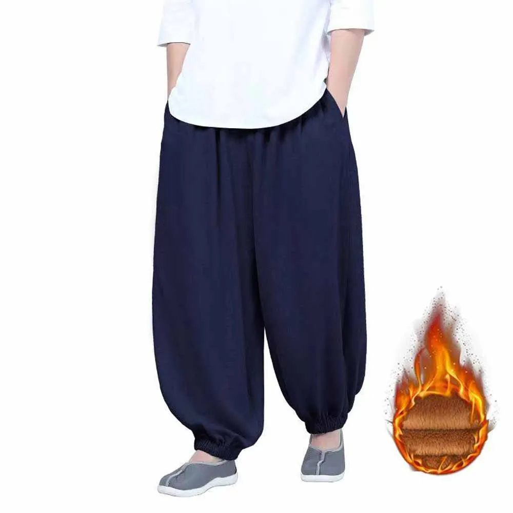 High Quality Cotton Winter Warm Zen Trousers Religion Lay Pants Shaolin Monk Kung Fu Bloomers