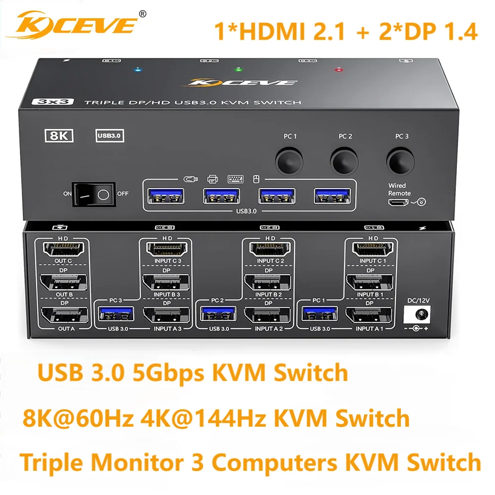 1.4 Display Port KVM Switch - Triple Monitor - Two Computer - Level1Techs