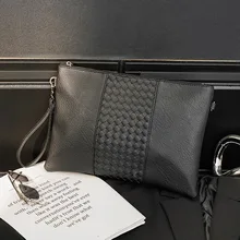

Fashion Mens Clutches Bag Luxury Business Clutch Male Handbags Soft PU Knitted Leather Hand Bag Men's Clutch Bag Purse 2022 New