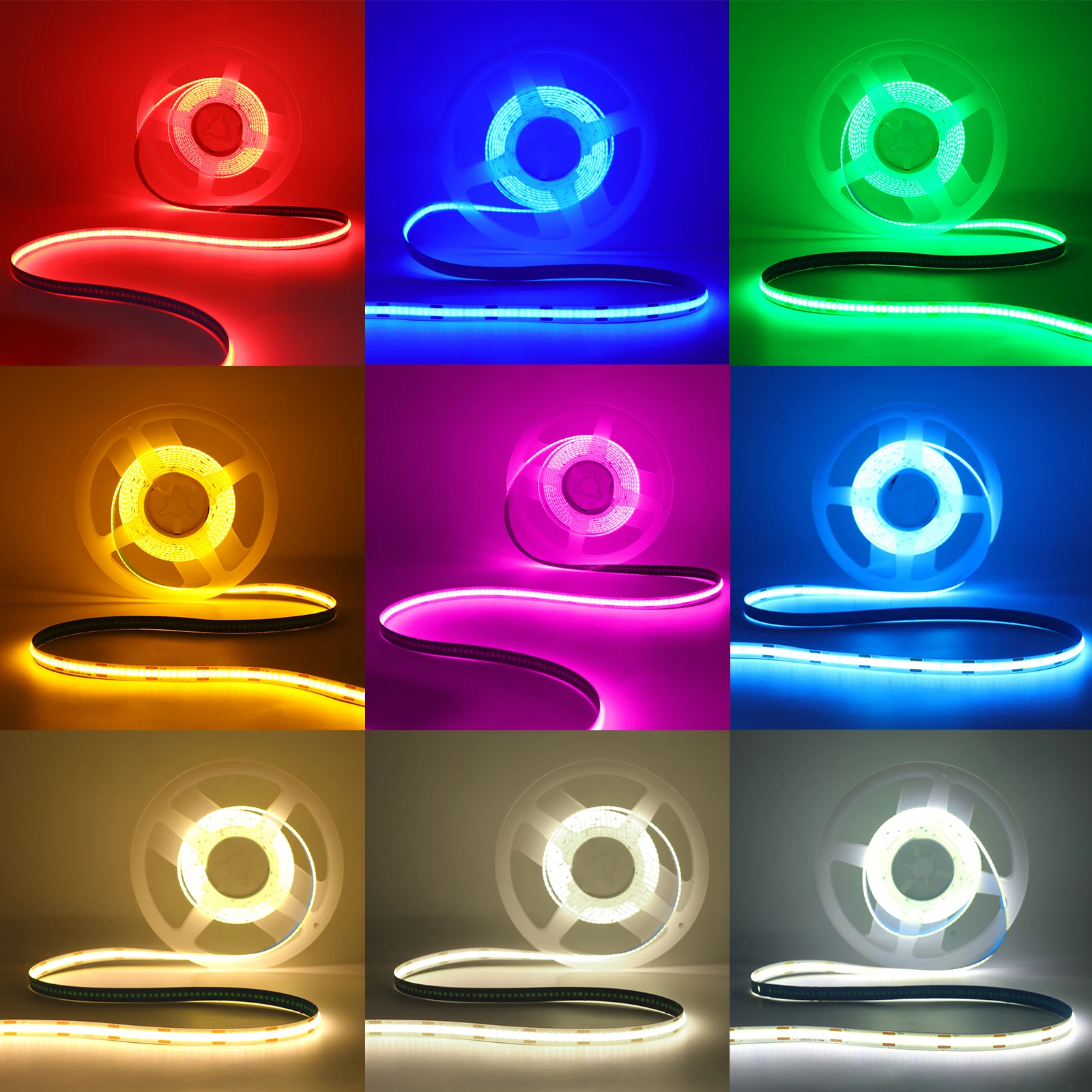 Striscia LED COB 5V DC USB Dimmer Bianco Freddo 2m 8mm Tagliabile - Foto 7