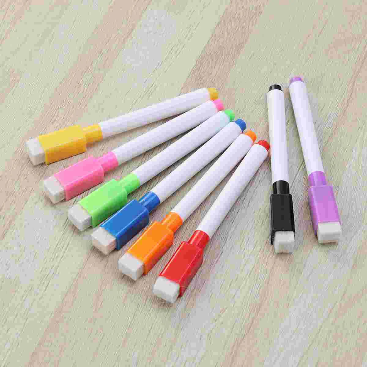 Marqueur magnétique effaçable à sec pour tableau blanc d'enfant, stylo à  base d'eau avec capuchon effaçable, pointe fine, 8 pièces - AliExpress