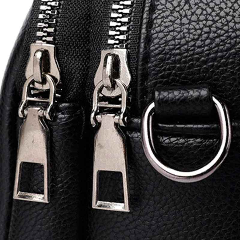 Solid Color Fashionable Rivet Zipper Women's Mobile Phone Bag