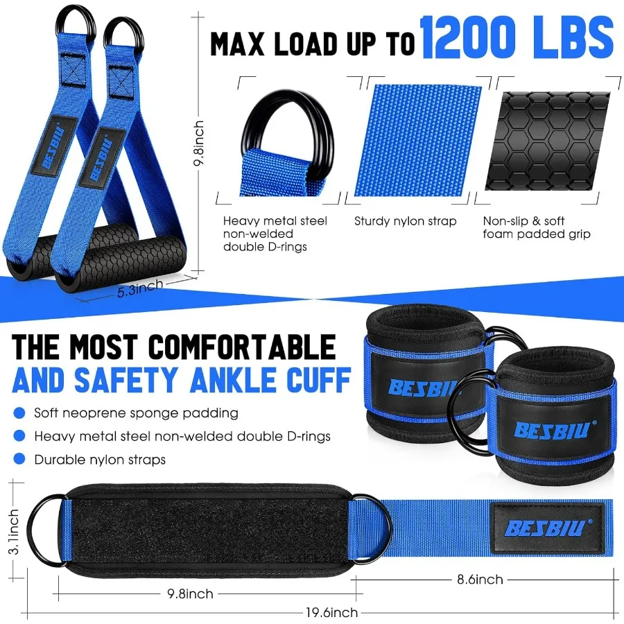 Heavy Resistance Bands for Working Out,360lb Exercise Bands Workout Bands with Handles, Door Anchor, Ankle Straps, Home Gym Work