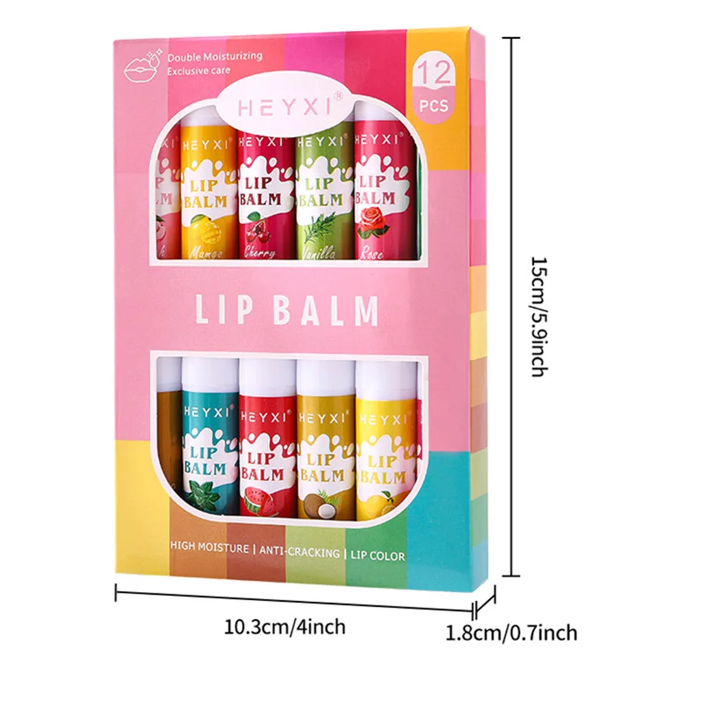 6/12Pcs Lip Balm Set Fruit Flavored 12Flavors Natural Lip Balm for Dry Cracked Lips Long Lasting Lip Care Products 5