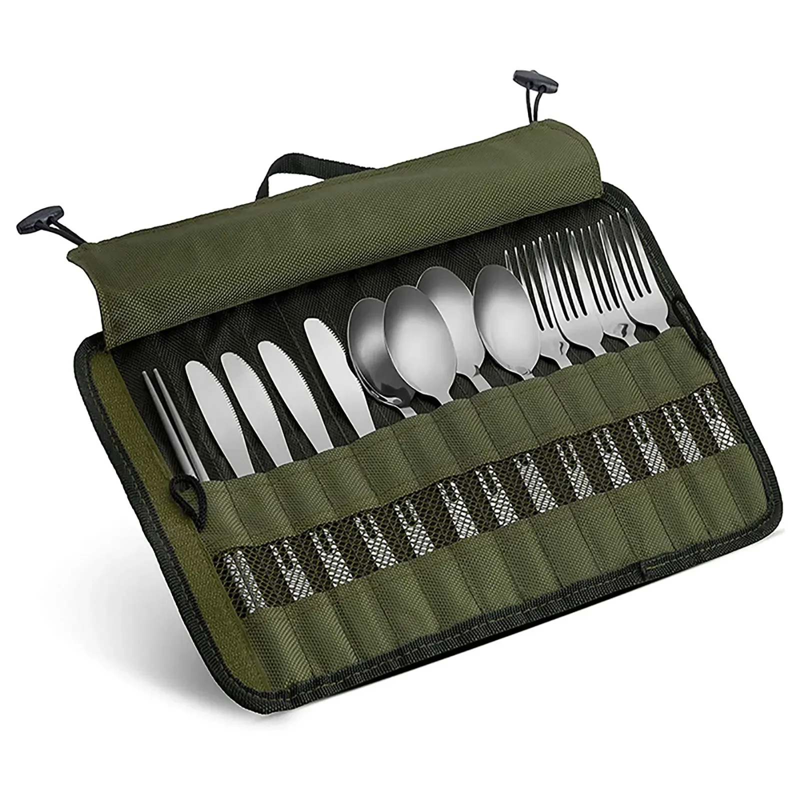 Camping Storage Bag Outdoor Portable Roll Up Pouch for Forks Spoons Chopstick