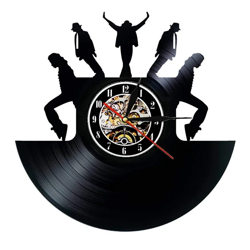 Michael Jackson Wall Clock Modern Design Music Theme 3D Stickers Pop King Vinyl Record Clocks Wall Watch Home Decor Gift for Man