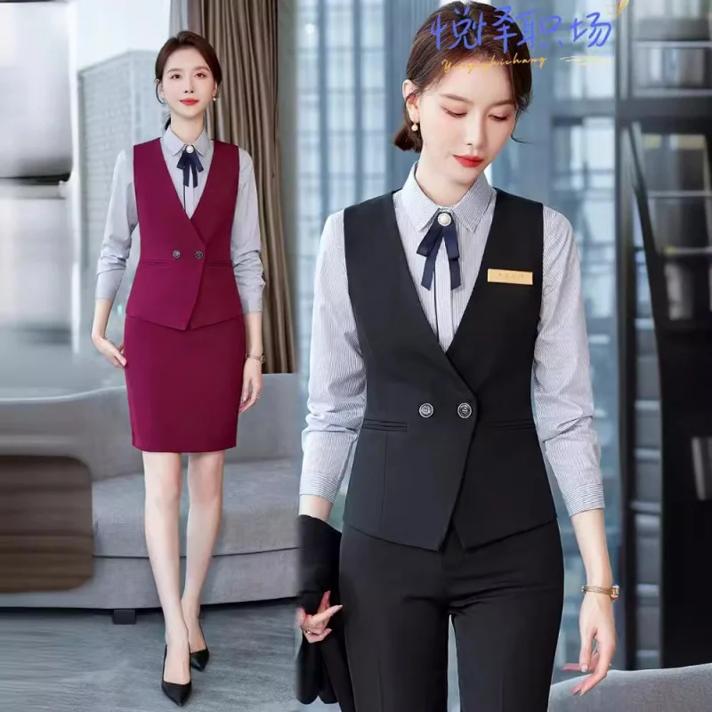 

Professional Vest Suit Suit Summer Short Sleeve Hotel Front Desk Cashier Waiter Beautician Work Clothes Stewardess Uniform