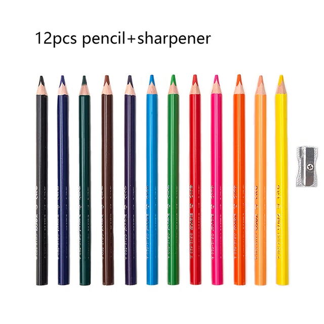 12pcs Triangle Colored Pencils Set with Thick Barrel (5mm Core) and Sharpenerfor Professional Drawing Sketching Pastel Art 3