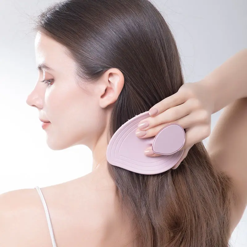 Spazzola per lavaggio capelli Leaf Hair Wash, strumento premium per la pulizia del cuoio capelluto e un massaggio rilassante, pettine per shampoo. - immagine 3