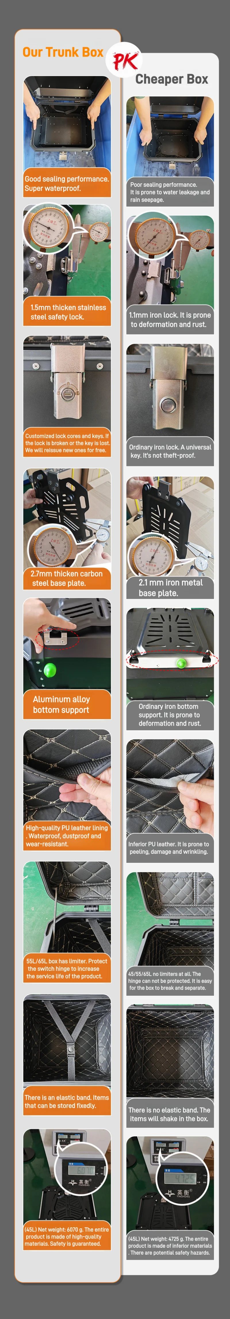 motorcycle aluminum top case rear storage box