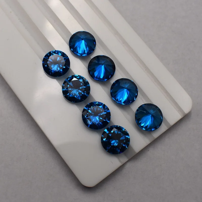 Large Sea Blue Sapphire Round Shape AAAA+ 12.0mm 6.0Ct Loose Gemstone DIY For Jewelry Making