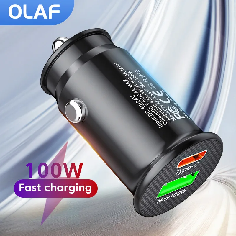 Caricabatterie Per Auto Mini Da 100W Caricatore Usb Per Auto Usb C Pd Quick Charge 3.0 Per Iphone Xiaomi Samsung Tipo C Caricabatterie Per Auto Super 