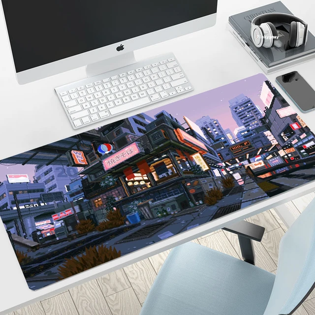 Gaming Mousepad Pixel Japan Street Mousepads Desk Xxl Keyboard Pad Large Carpet Computer Table For Xl Ped Mauspad - Mouse Pads - AliExpress