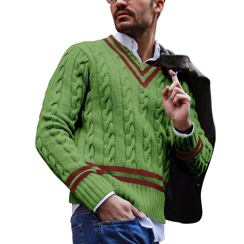2023 Autumn Winter Mens Sweater Jacquard Casual Warm Pullover  Knitted Business Vintage Sweaters  For Men's Clothing