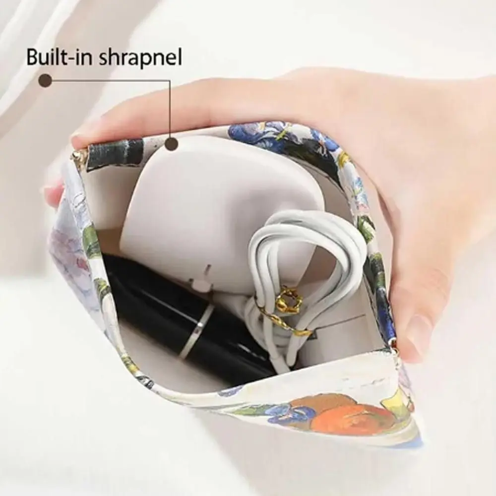Flower Bird Print Automatic Closing Coin Purses Women Coin Pouch Travel Lipstick Cosmetic Bag Fashion Waterproof PU Storage Bags