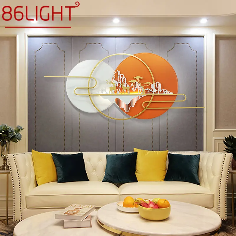 

86LIGHT Modern Wall Picture Lamp LED Creative Luxury Orange Landscape Decor Sconce Light for Home Living Room