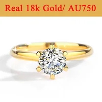 Real Gold 18K Moissanite Rings Hollow Women Engagement Wedding 1 Carat AU750 Diamond Ring Gift Mother Lovers Fine Jewelry