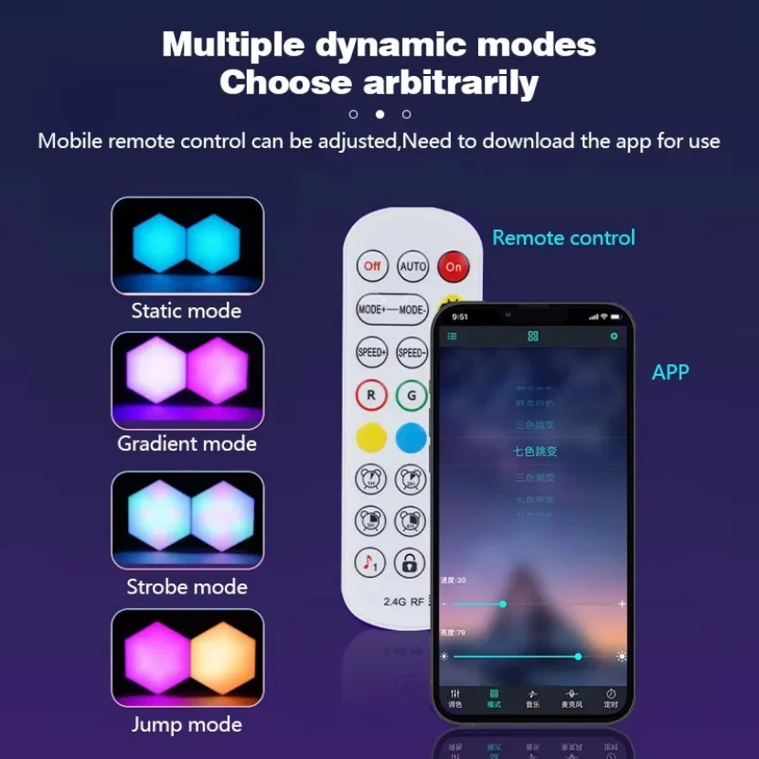 Tuya Quantum Lamp WIFI Smart App RGB Remote Control Led Esports Atmosphere Light Background Wall Bedroom DIY Decor Wall Lamp