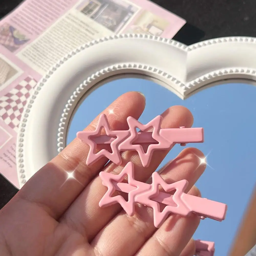 

1Pc Hair Clip Hollow Star Style Bright Color Non-slip Ultralight Sweet Girls Headdress Bangs Clip Decoration For Women