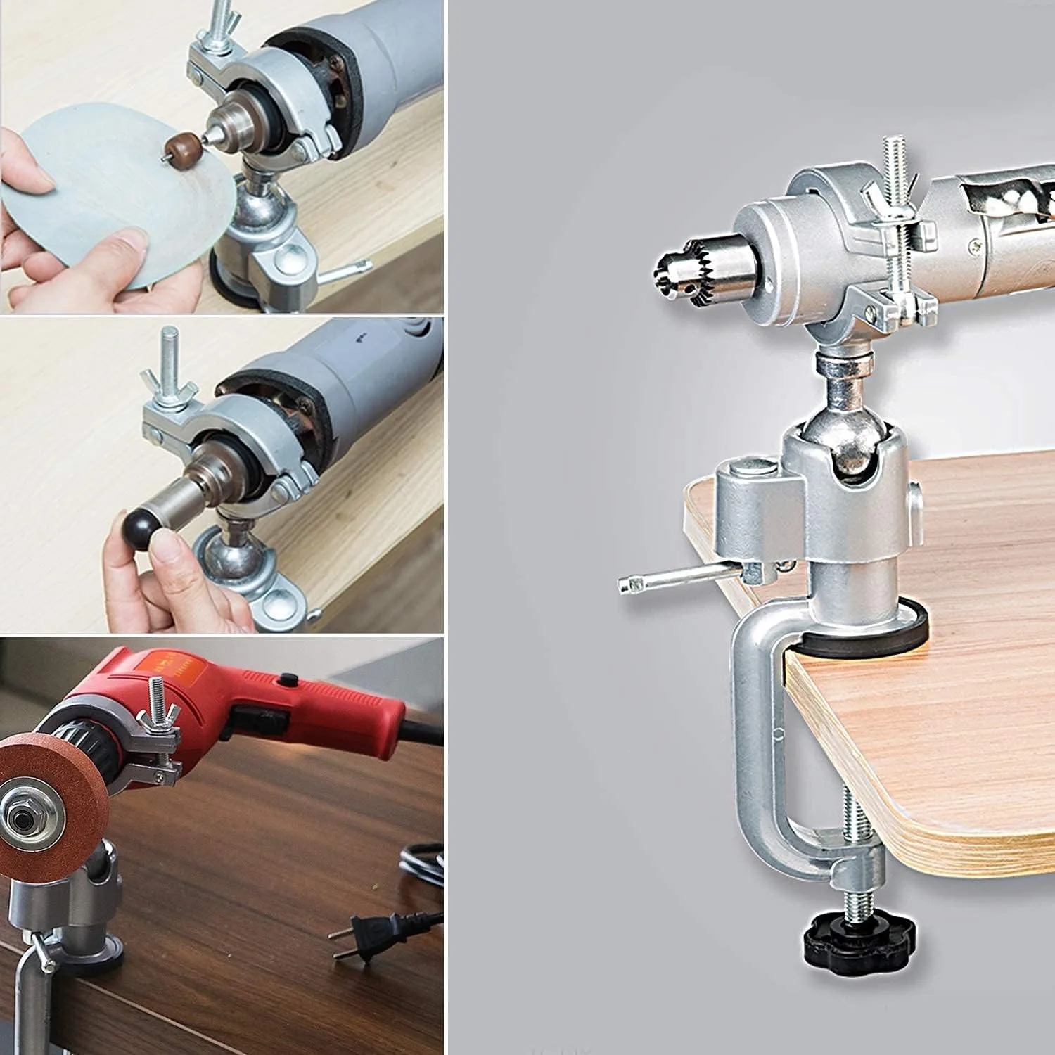 360&deg;Table Swivel Vise Woodworking Grinder Tool Accessory Electric Drill Stand Holder Aluminium Alloy Bracket Table Vise