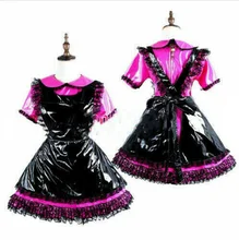 

PVC Lockable Maid LACE BOW DRESS Vinyl Uniform Custom