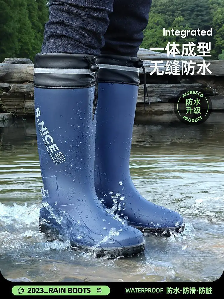 New High Quality Rain Boots for Man Outdoor Anti-slip Waterproof Fishing Shoes Fish Pond Breeding Work Rubber Boots