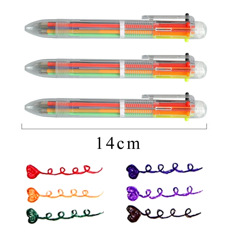1/3/5 PCS 다채로운 볼펜 6 색 In1 펜 여러 가지 빛깔의 편지지 새로운 도착 학교 사무실 교사 간호사 선물 소년 소녀 ZYF