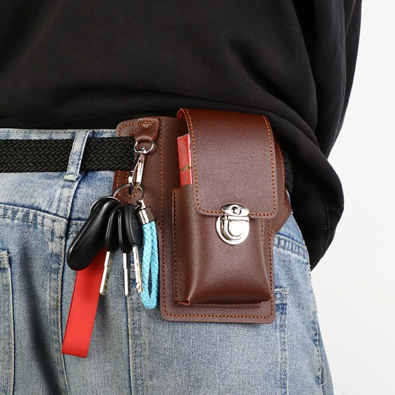 Riñonera de cuero Vintage para hombre, bolsa para teléfono, cinturón deportivo, cinturón de cadera, funda con gancho, monedero - AliExpress