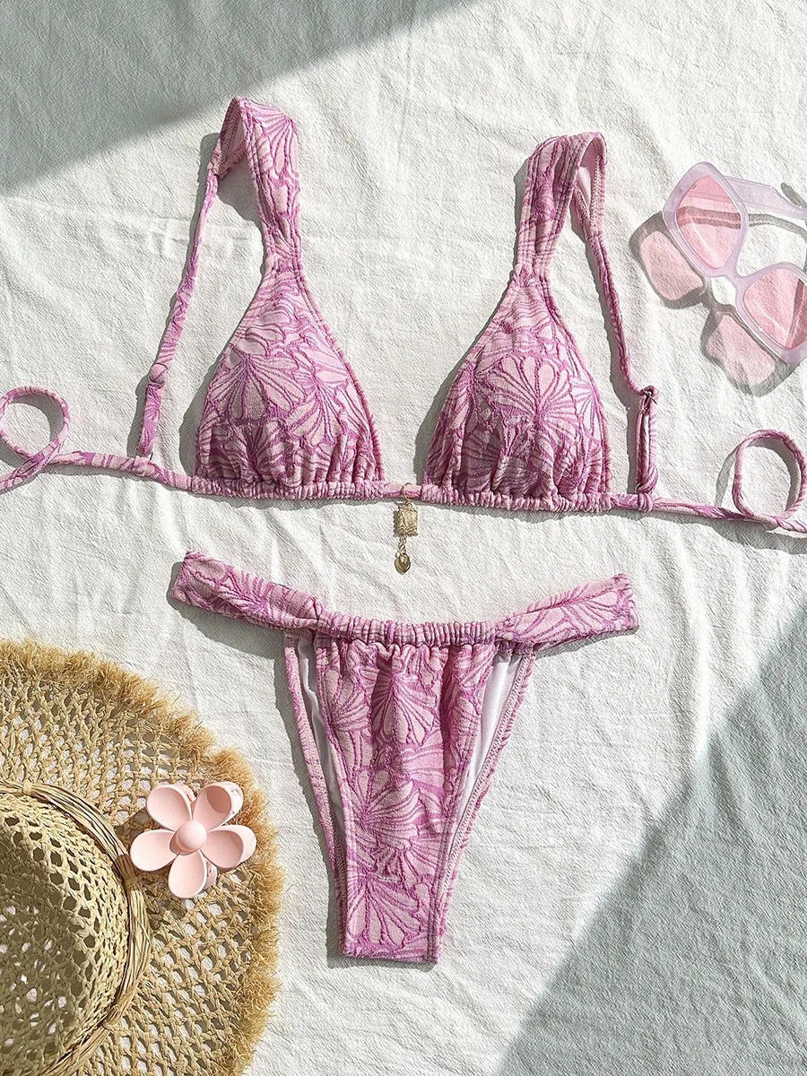 XS - L Printed High Cut Bikini Women Swimwear Female Swimsuit Two-pieces Bikini Set Brazilian Bather Bathing Suit Swim Beachwear 3