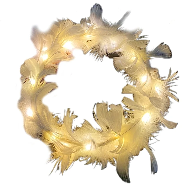 Light Up Feather Headband LED Hair Band Luminous Christmas Headbands Glowing Headpiece Party Decoration Supplies 2