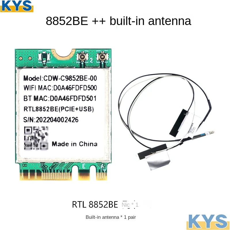 RTL8852BE 듀얼 밴드 2.4G/5G WIFI6 802.11ax 와이파이 카드, 1800M BT5.2 모듈 네트워크 NGFF M.2 노트북 PC 지지대 Win10/Win11 용, 신제품