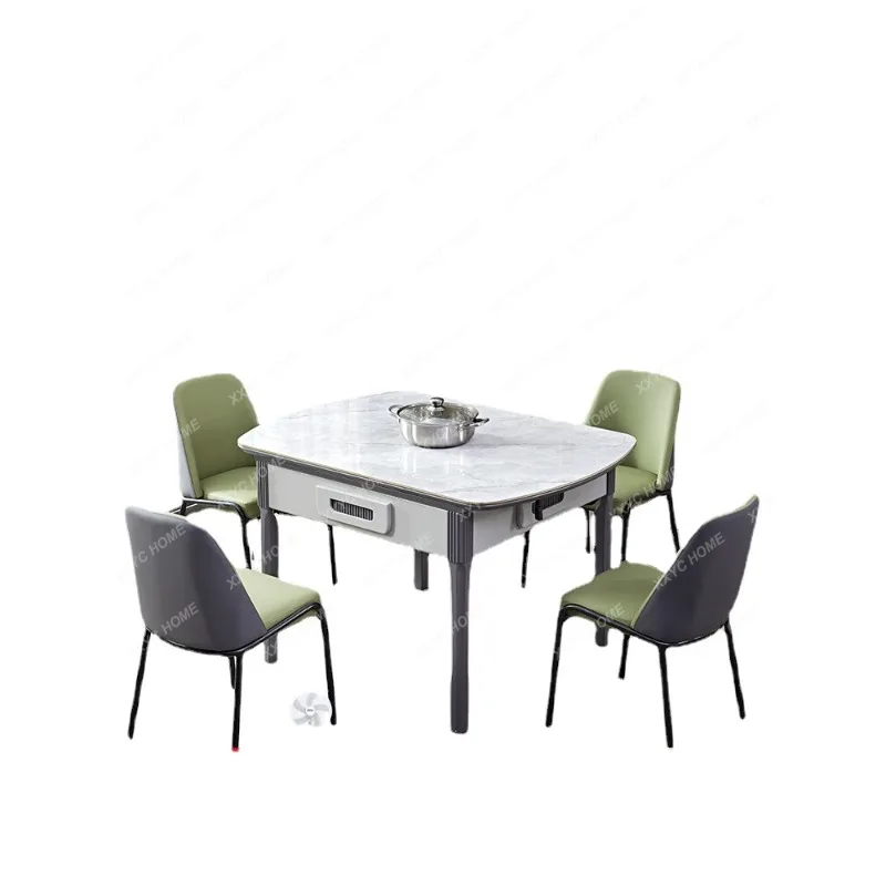 

Автоматическая машина для Маджонга, обеденный стол для Маджонга двойного назначения из массива дерева, современная простая версия рок, Индукционная льняная машина