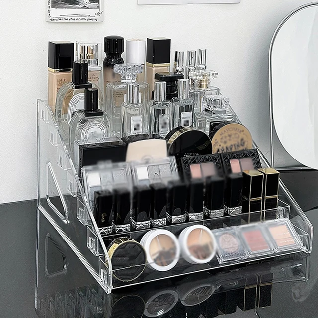 Organizzatore di profumo trasparente Supporto per profumo da scrivania Accessorio Organizzatore di profumi da donna Scaffale per cosmetici Organizzatore da tavolo 5