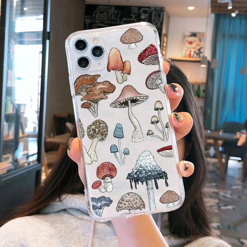 Kawaii Mushroom Transparent Phone Case - Cute Design Back Cover