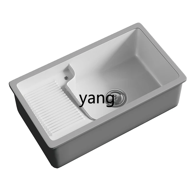 อ่างซักผ้า LHH แบบติดตั้งในระเบียงบ้าน พร้อมที่ขัดผ้า อ่างซักผ้าหินควอตซ์ 2