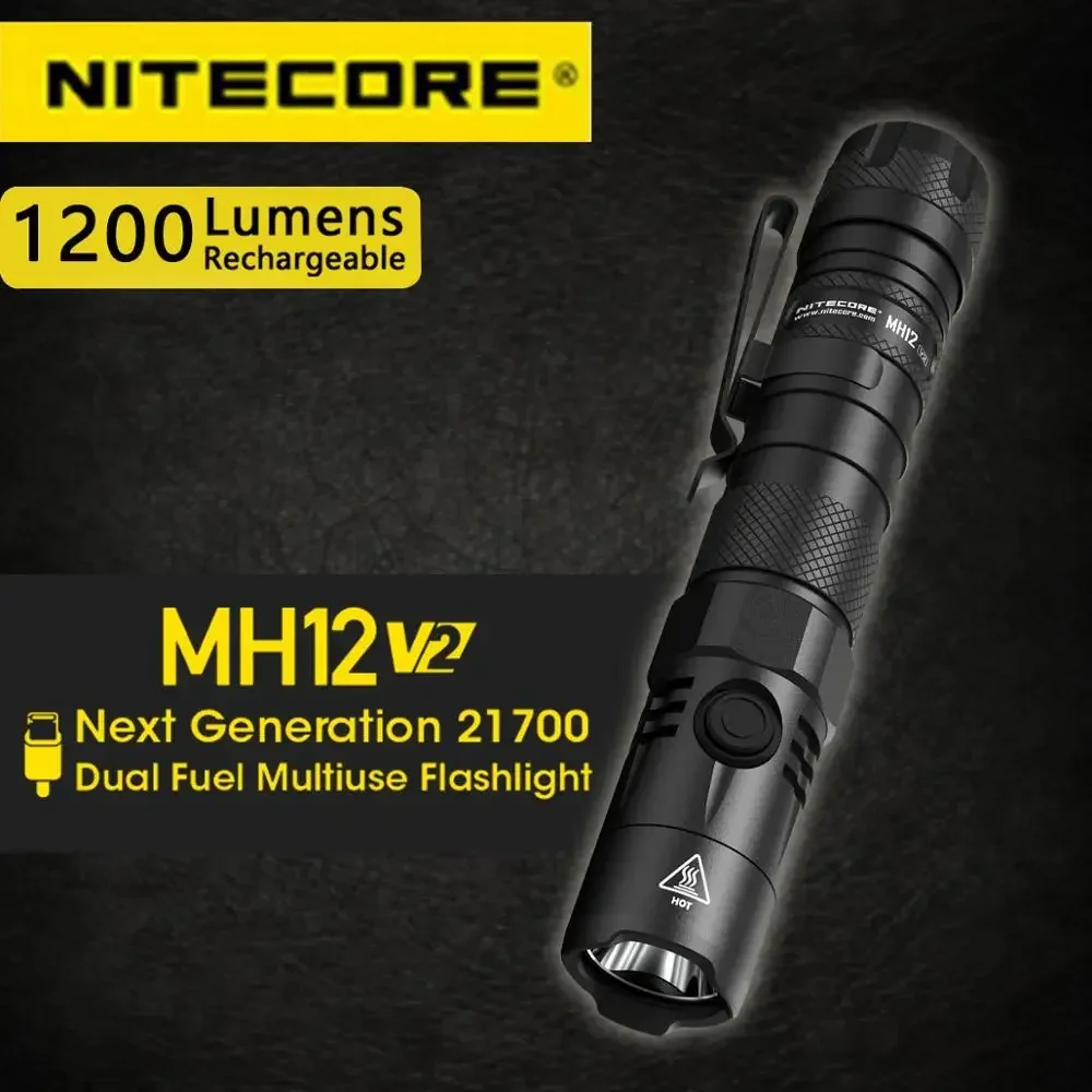 NITECORE LED USB-C  , ߿ ˻ ġ, MH12 V2, 1200 , XP-L2 V6, 5000mAh NL2150 ͸ 