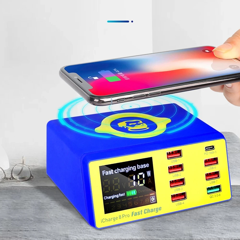 MECHANIC iCharge 8 Pro 8USB умная зарядка QC Беспроводная с ЖК-дисплеем для быстрой зарядки |