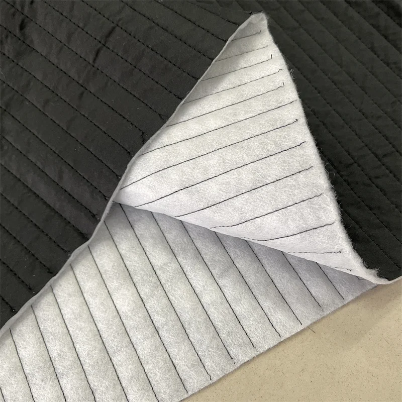 

Classic Black Striped Quilted Fabric Antistatic Thin Soft Warm Fabric Autumn and Winter Liner Warm Cotton-Padded Coat