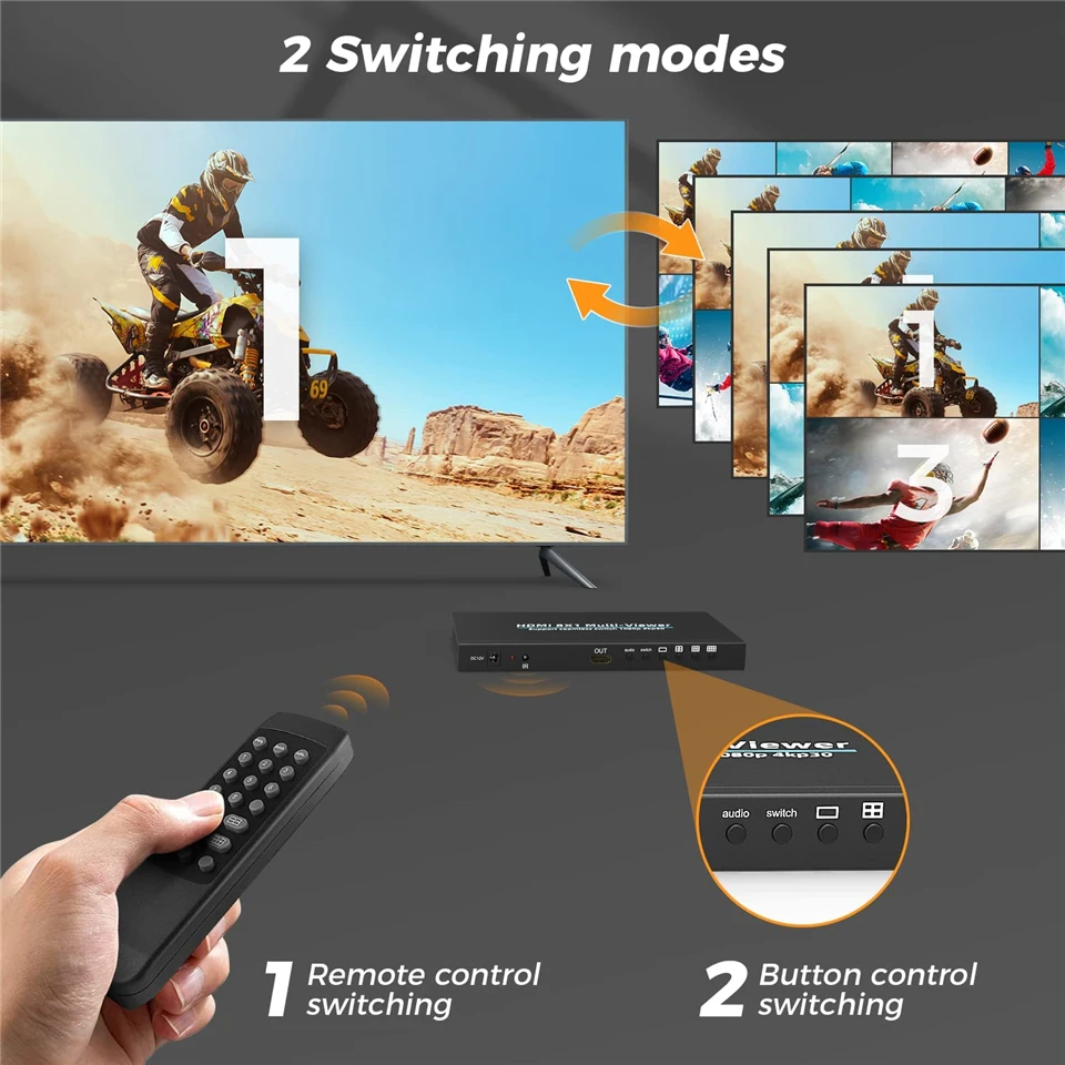 HDMI-compatible Multiviewer 4K 4 In 8 In 1 Out 1080P Quad Screen Multi Viewer HD