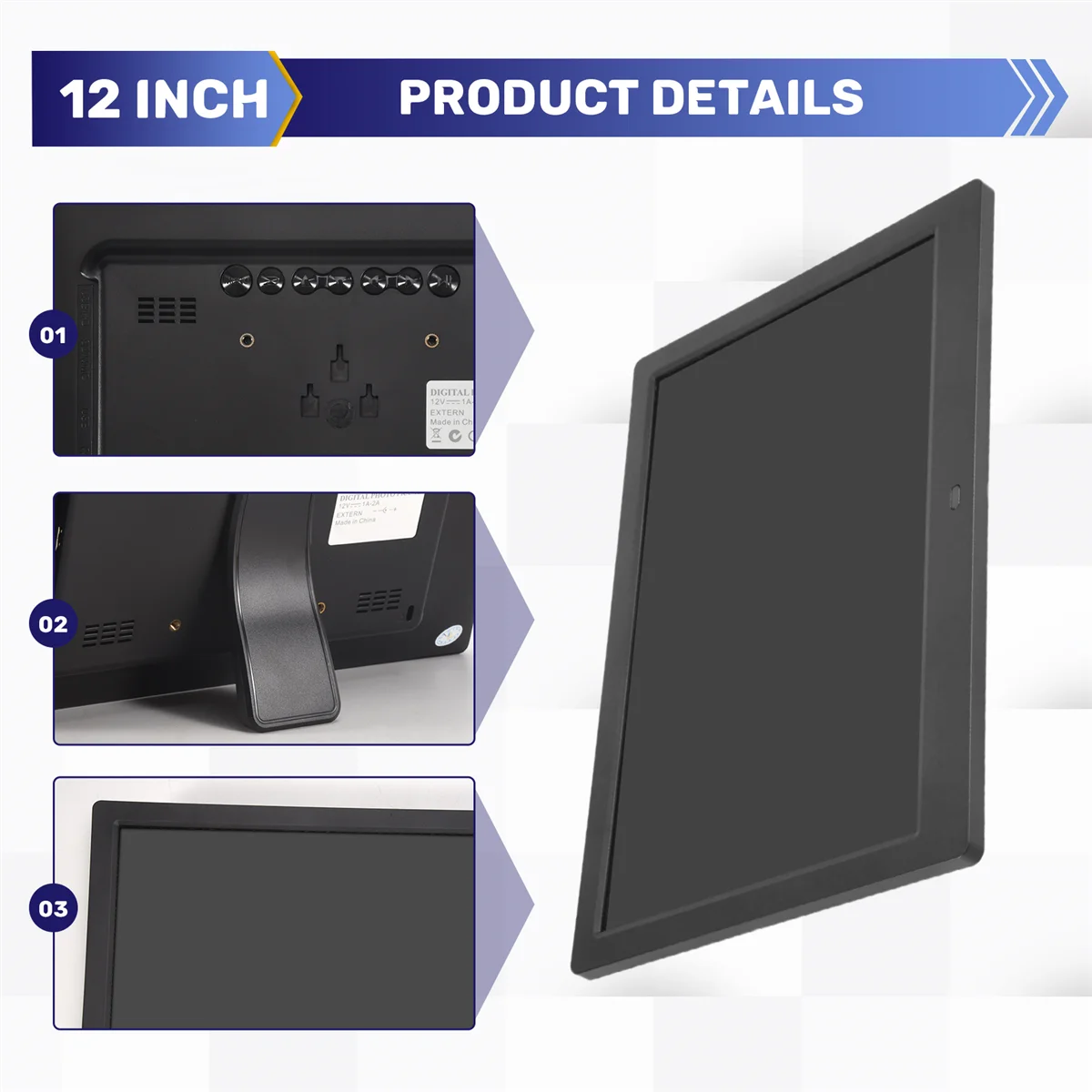 12 Inch Digital Photo Frame with Wireless Remote Control, EU PLUG_OFSS