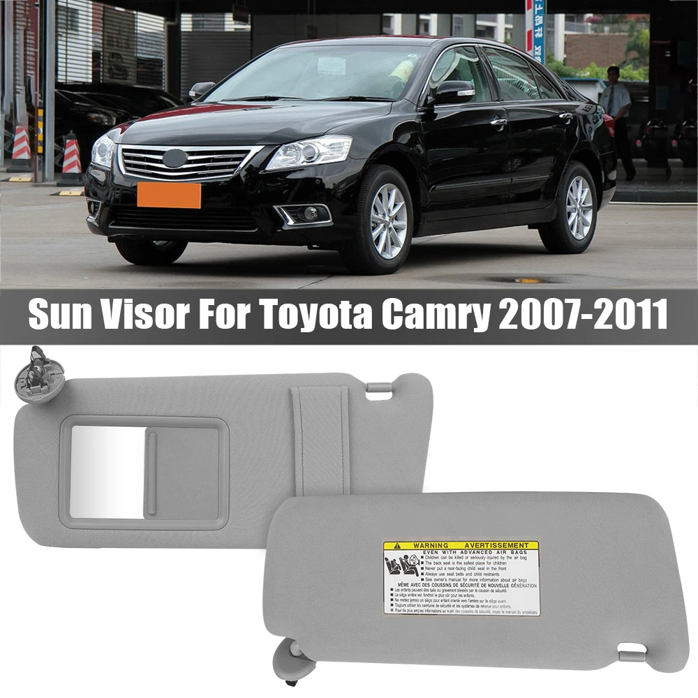 

Right Left Organizer Gray Sunshade For Toyota Camry 2007-2011 With Makeup Mirror Car Sun Visor Driver Passenger Side