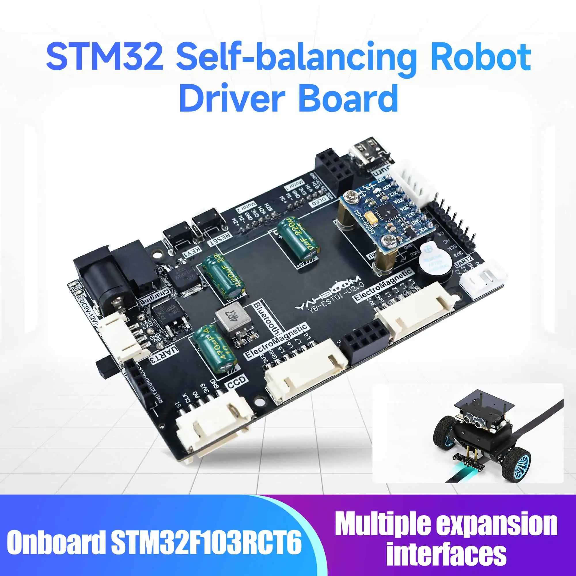 Yahboom STM32 Robot Driver Board Parts STM32F103RCT6 Original Chip with Multiple Expansion Interfaces Supports WIFI Bluetooth