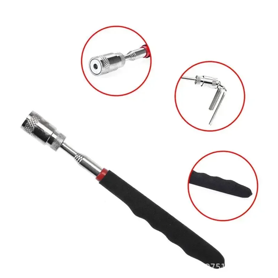LED 조명이 있는 텔레스코픽 자석 철 흡입봉 금속 픽업 도구 DIY 강력 자석 금속 나사 흡입봉 픽업 도구
