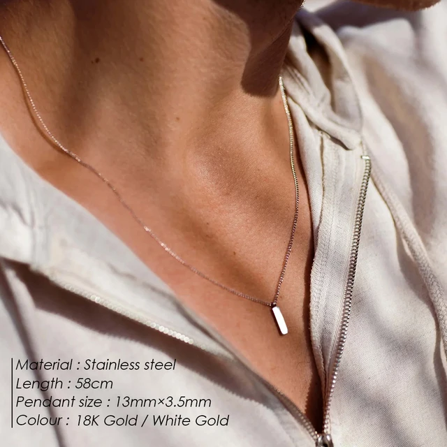 ELANDIS Men's Layered Stainless Steel Minimalist Pendant Simple Square Chain Necklace Trendy Fine Gift Jewelry Wholesale 2