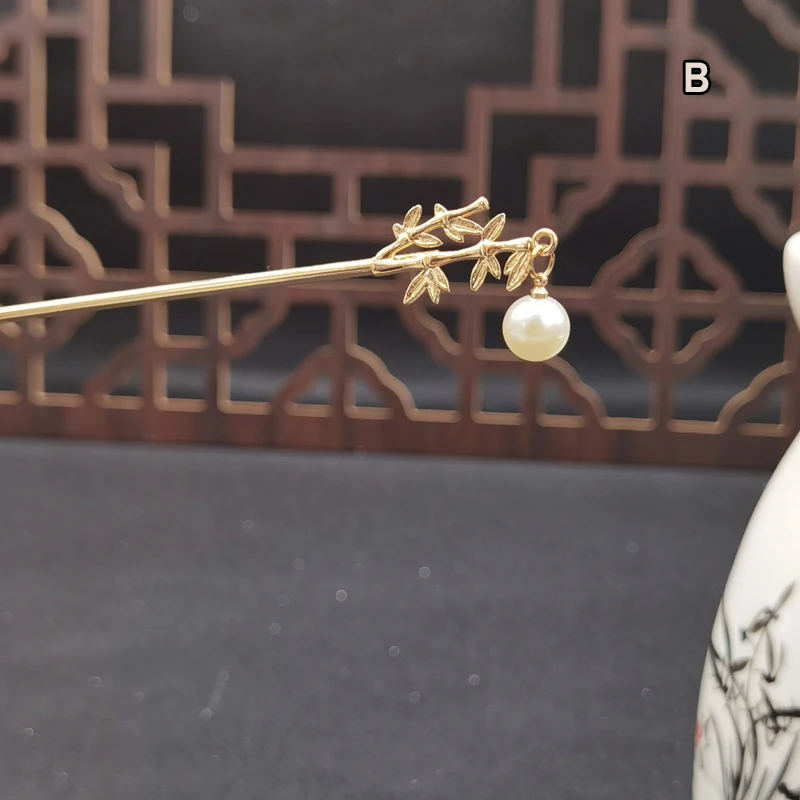 Chinese Hairpins For Women Vintage Bamboo Pearl Hair Sticks Fairy Tassel Golden Retro Hanfu Hair Accessories