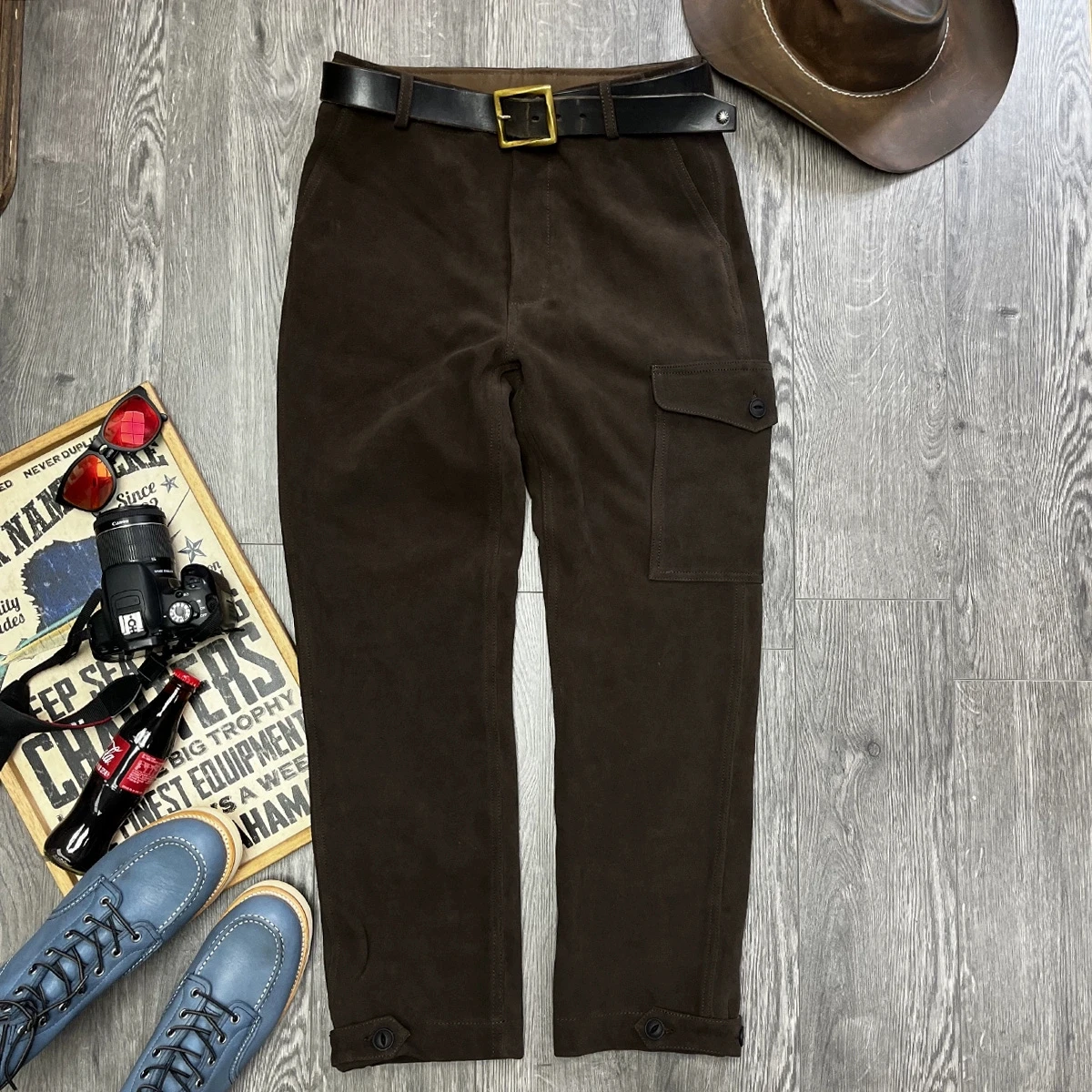 SDP951 RockCanRoll 1.3mm USA Genuine Cow Suede Leather Motorcycle Pants Vintage Heavy Durable Stylish Cowhide Rider Trousers