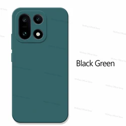 Luxury Shockproof Liquid Silicone Phone Case - Premium TPU Protective Bumper Cover for OnePlus 15 (Black Green)