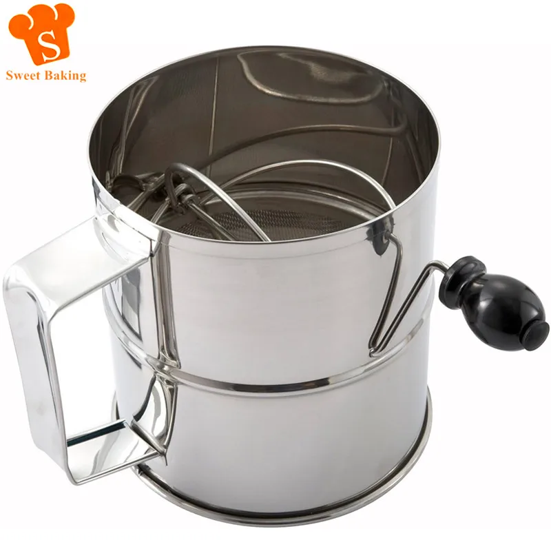 

8 Cup Stainless Steel Semi-automatic Hand-held Flour Sifter Hand-held Cup-type Powder Sifter Hand-baked Powdered Sugar Sifter